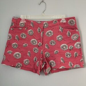 LOFT Women’s Linen Shorts: Pink with Dandelions, Size 4